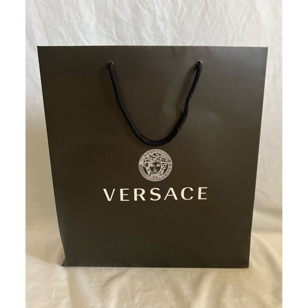 Versace Reusable Paper Shopping Bag Black 15 X 14 X 4